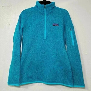 Patagonia Fleece Pullover Quarter Zip Teal Heather Women's XS Made in Thailand